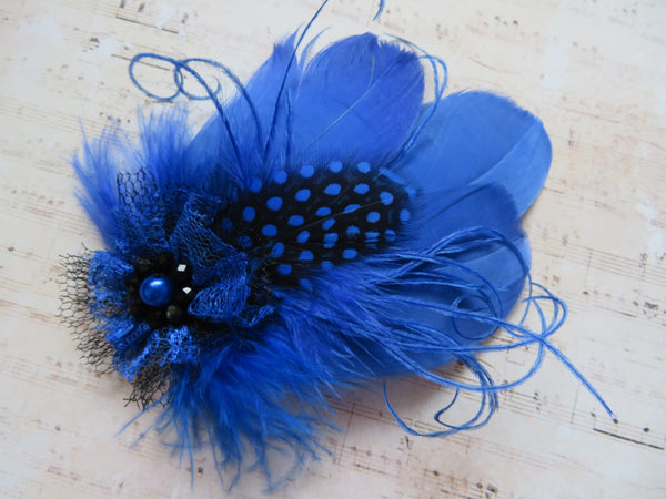 Cobalt Blue Feather Whisper Hair Clip
