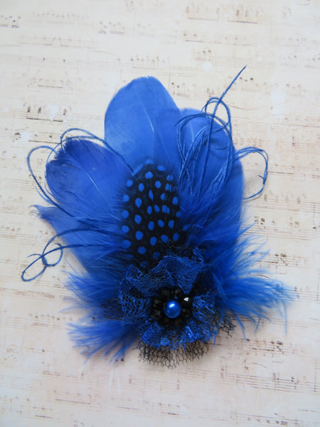 Cobalt Blue Feather Whisper Hair Clip