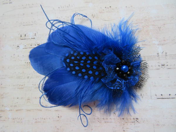 Cobalt Blue Feather Whisper Hair Clip