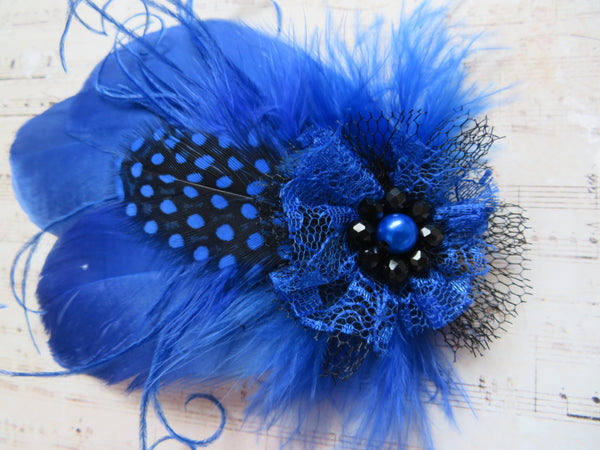 Cobalt Blue Feather Whisper Hair Clip