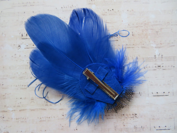 Cobalt Blue Feather Whisper Hair Clip