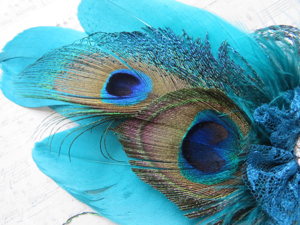 Teal Green Feather Whisper Hair Clip