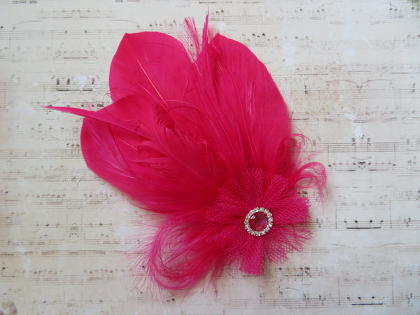Cerise Pink Feather Whispers Hair Clip