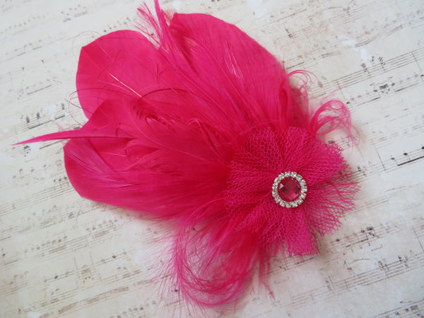 Cerise Pink Feather Whispers Hair Clip