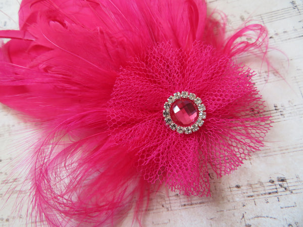 Cerise Pink Feather Whispers Hair Clip