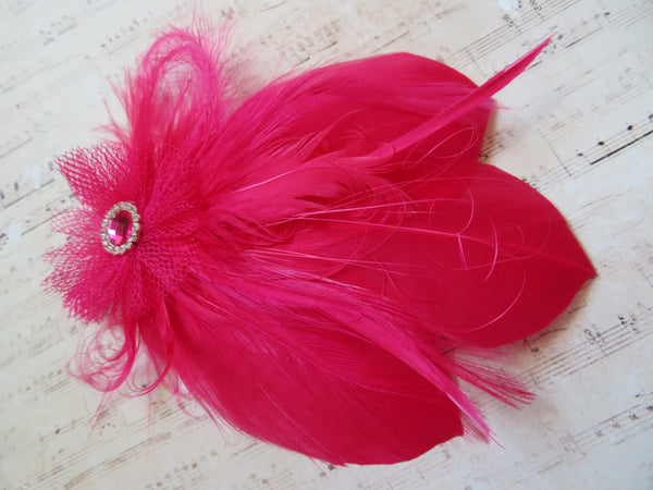 Cerise Pink Feather Whispers Hair Clip