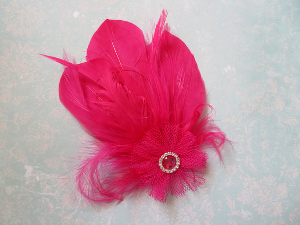 Cerise Pink Feather Whispers Hair Clip