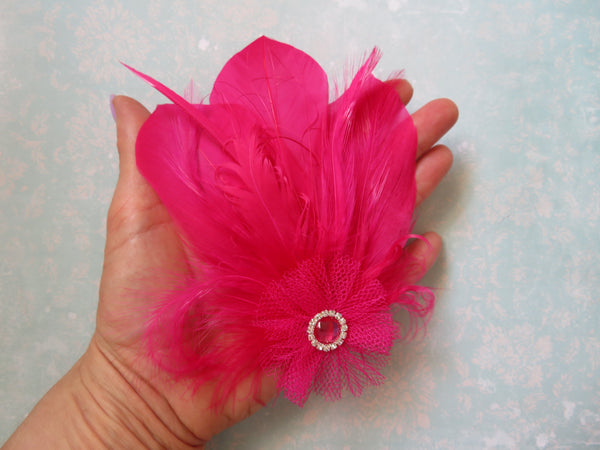 Cerise Pink Feather Whispers Hair Clip