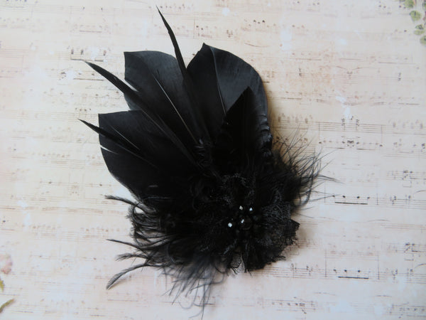Black Feather Whisper Hair Clip
