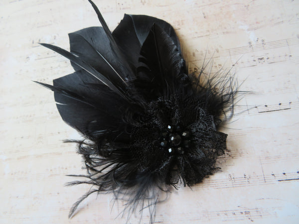 Black Feather Whisper Hair Clip