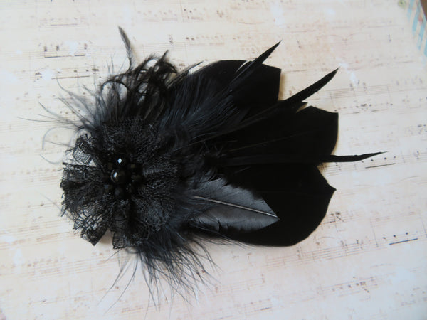Black Feather Whisper Hair Clip