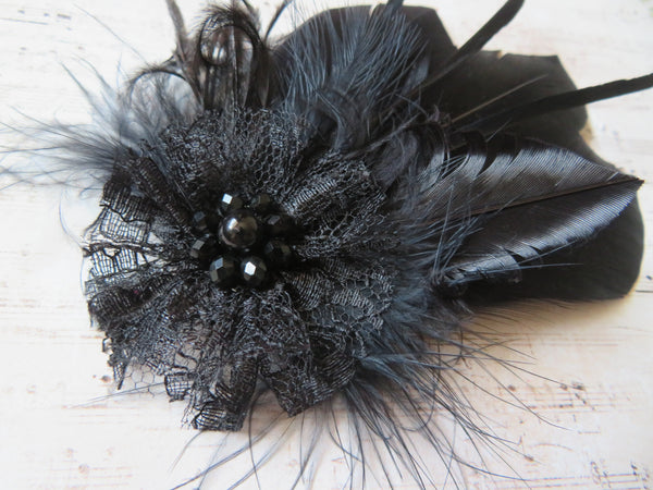 Black Feather Whisper Hair Clip