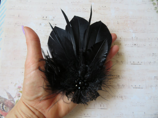 Black Feather Whisper Hair Clip