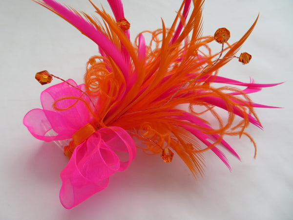 Hot Pink & Orange Neon Feather Fizz