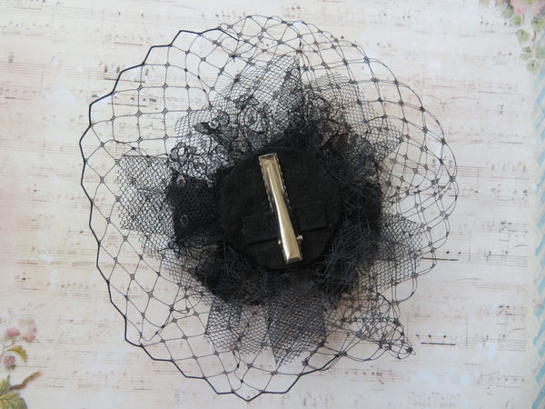 Black Lace and Net Florence Fascinator