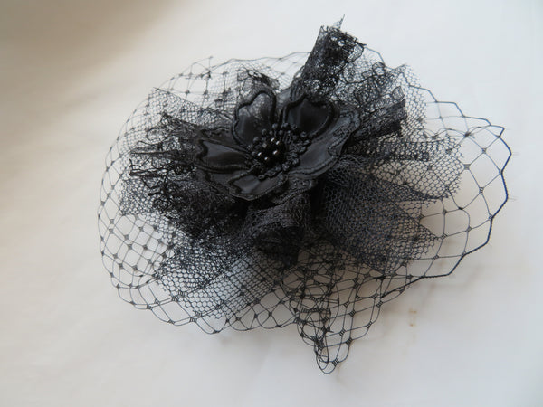 Black Lace and Net Florence Fascinator