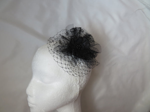 Black Lace and Net Florence Fascinator