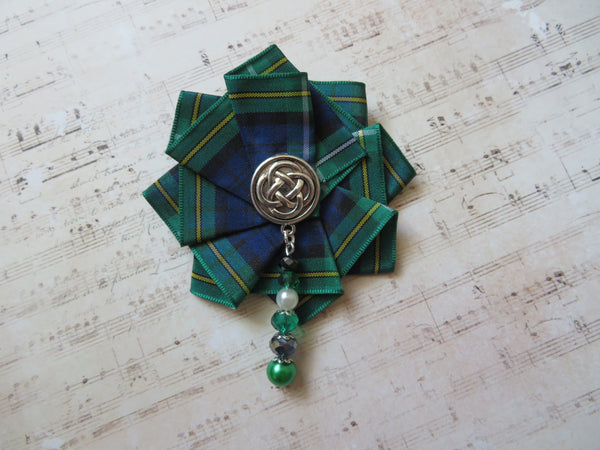 Campbell Tartan Beaded Brooch