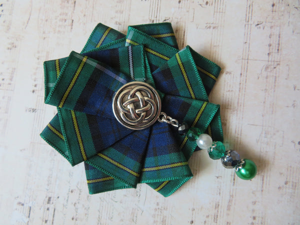 Campbell Tartan Beaded Brooch