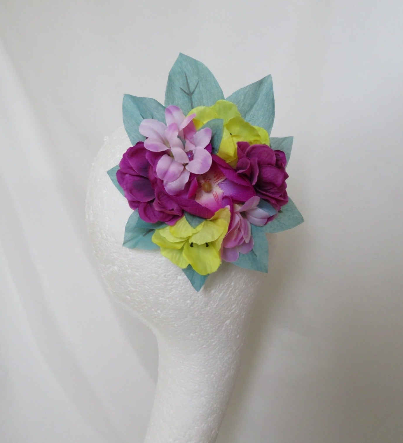 Aqua Pink and Yellow Penny Blossom Clip