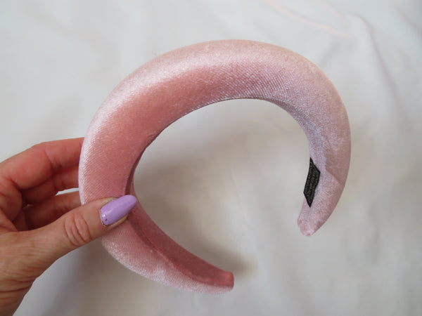Vintage Rose Pink Velvet Halo Headband