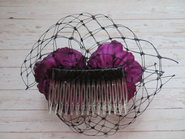 Aubergine & Black Penny Blossom Comb