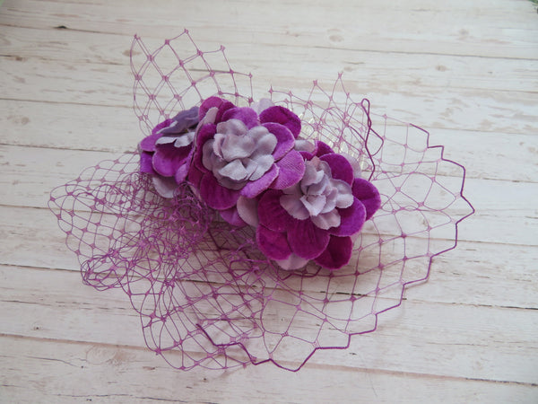 Magenta & Lilac Vintage Blossom Comb