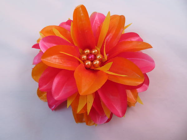 Raspberry Pink Yellow & Orange Penny Blossom