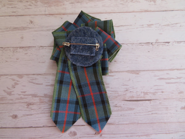 Flower of Scotland Tartan Ribbon Ruffle Pentagram Brooch