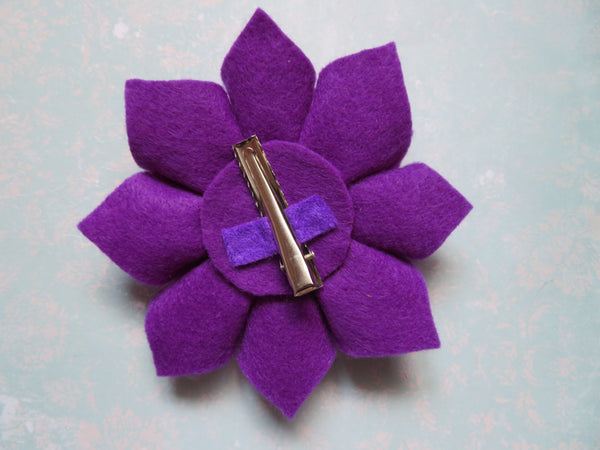 Purple Audrey Felt Flower Hair Clip