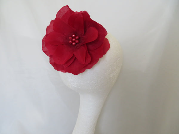 Burgundy Penny Blossom Hair Clip