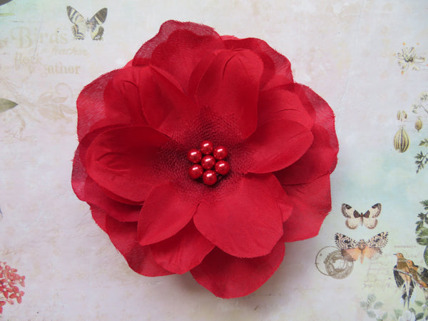 Burgundy Penny Blossom Hair Clip