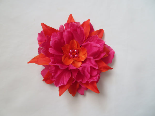 Raspberry Pink & Orange Penny Blossom Hair Clip
