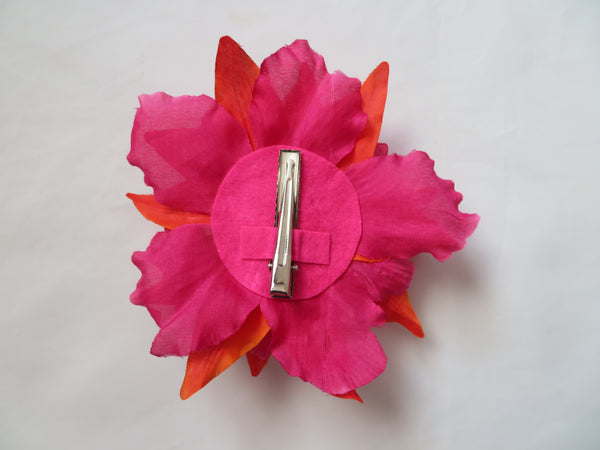 Raspberry Pink & Orange Penny Blossom Hair Clip