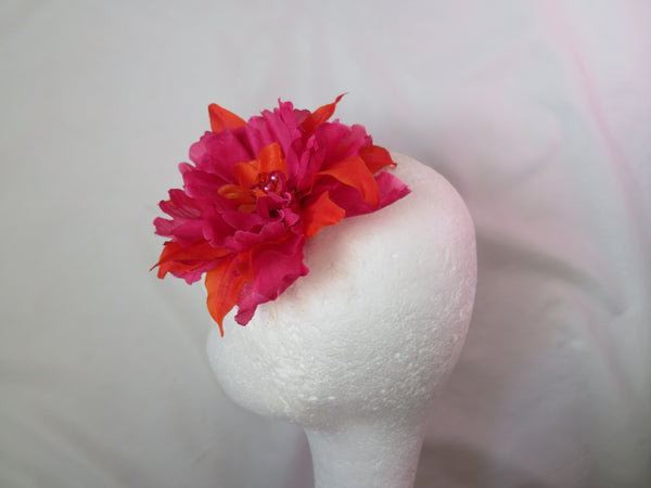 Raspberry Pink & Orange Penny Blossom Hair Clip