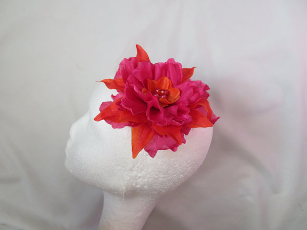 Raspberry Pink & Orange Penny Blossom Hair Clip