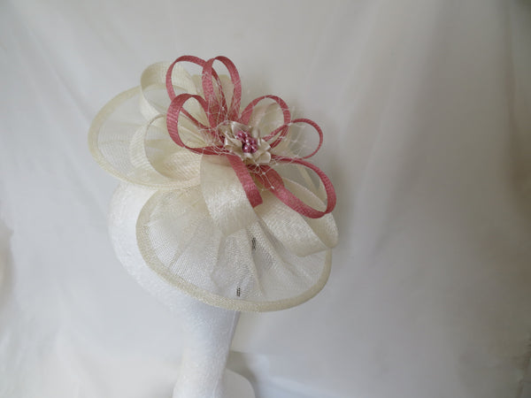 Cream and Dusky Pink Cecilia Hat