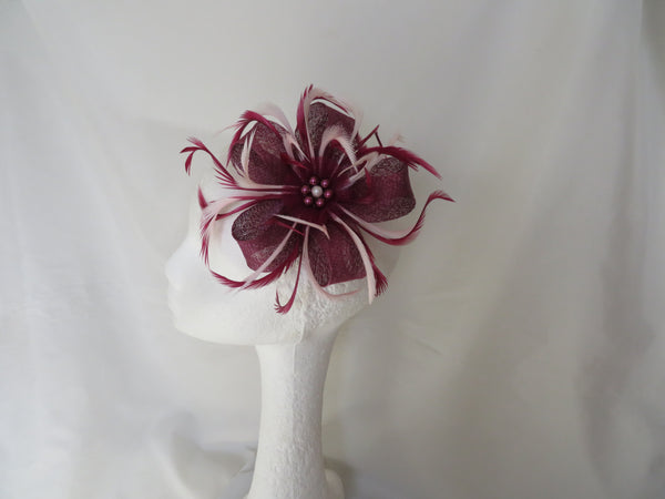 Burgundy Plum and Pale Pink Mini Lily Fascinator