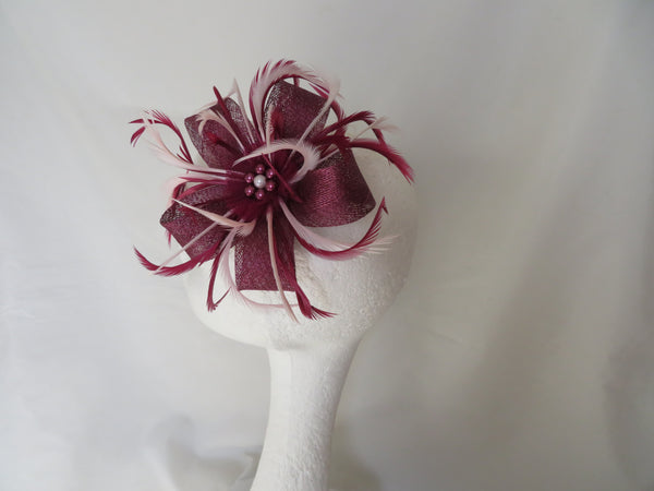 Burgundy Plum and Pale Pink Mini Lily Fascinator