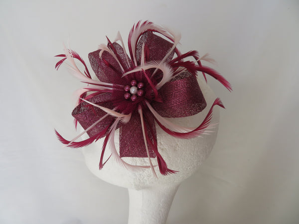 Burgundy Plum and Pale Pink Mini Lily Fascinator