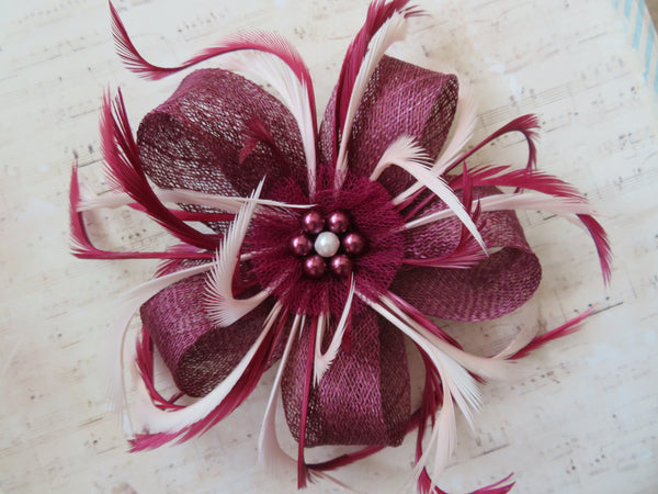 Burgundy Plum and Pale Pink Mini Lily Fascinator