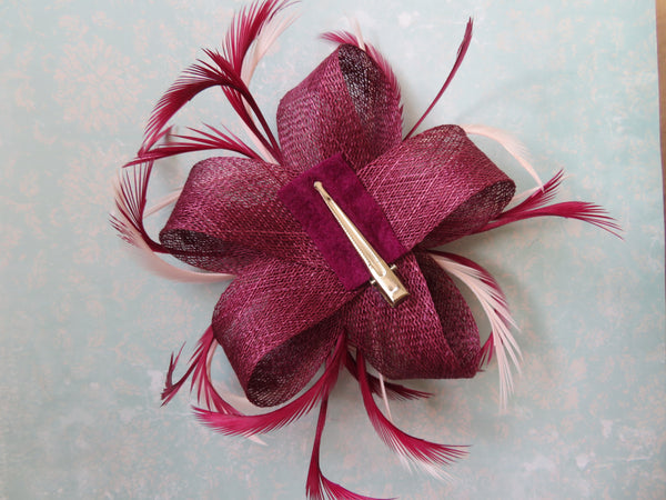 Burgundy Plum and Pale Pink Mini Lily Fascinator