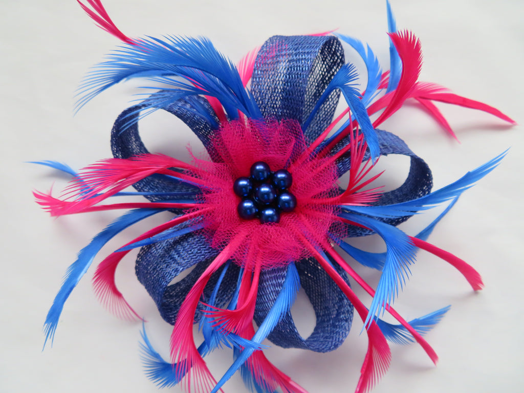 Bloem Veer Kraal Corsage Haarklemmen Fascinator Haarband en Speld (Koraalkleur Bloem Veer Kraal Corsage Haarklemmen Fascinator Haarband en Speld (Koraalkleur