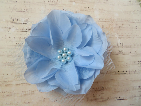 Pale Sky Blue Penny Blossom Hair Clip
