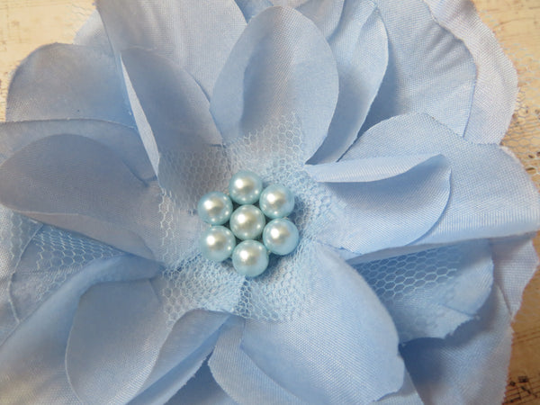 Pale Sky Blue Penny Blossom Hair Clip