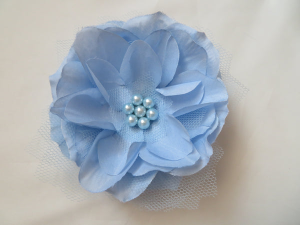 Pale Sky Blue Penny Blossom Hair Clip
