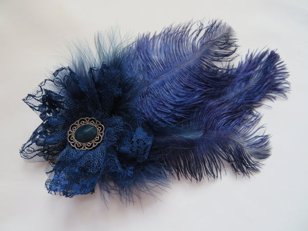 Prussian Navy Blue Austen Regency Headpiece