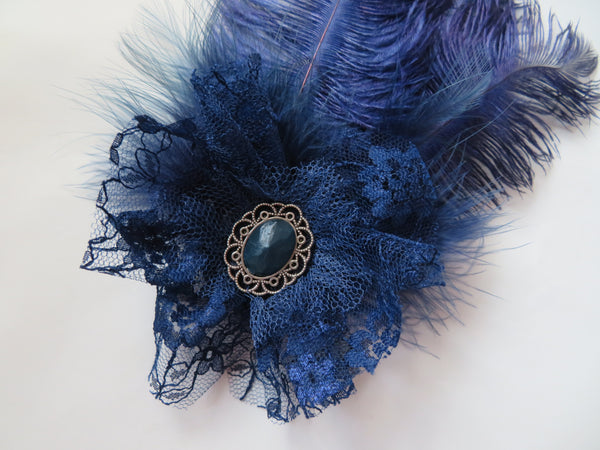 Prussian Navy Blue Austen Regency Headpiece
