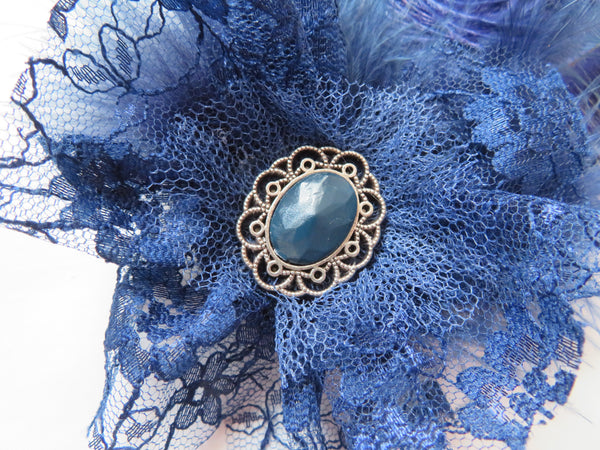 Prussian Navy Blue Austen Regency Headpiece