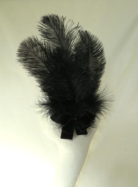 Black Velvet Bow Austen Regency Headpiece